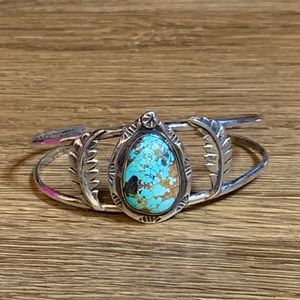 Vintage Turquoise Sterling Silver Cuff Bracelet